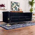Fx P82 Bk Sofa Modern Sofa Couches For Living Room, 82.67Inches Velvet Velvet Tight Back Chesterfield Design Couch Upholstered Sofa With Metal Legs Decor Furniture For Bedroom Black Velvet 3 Seat