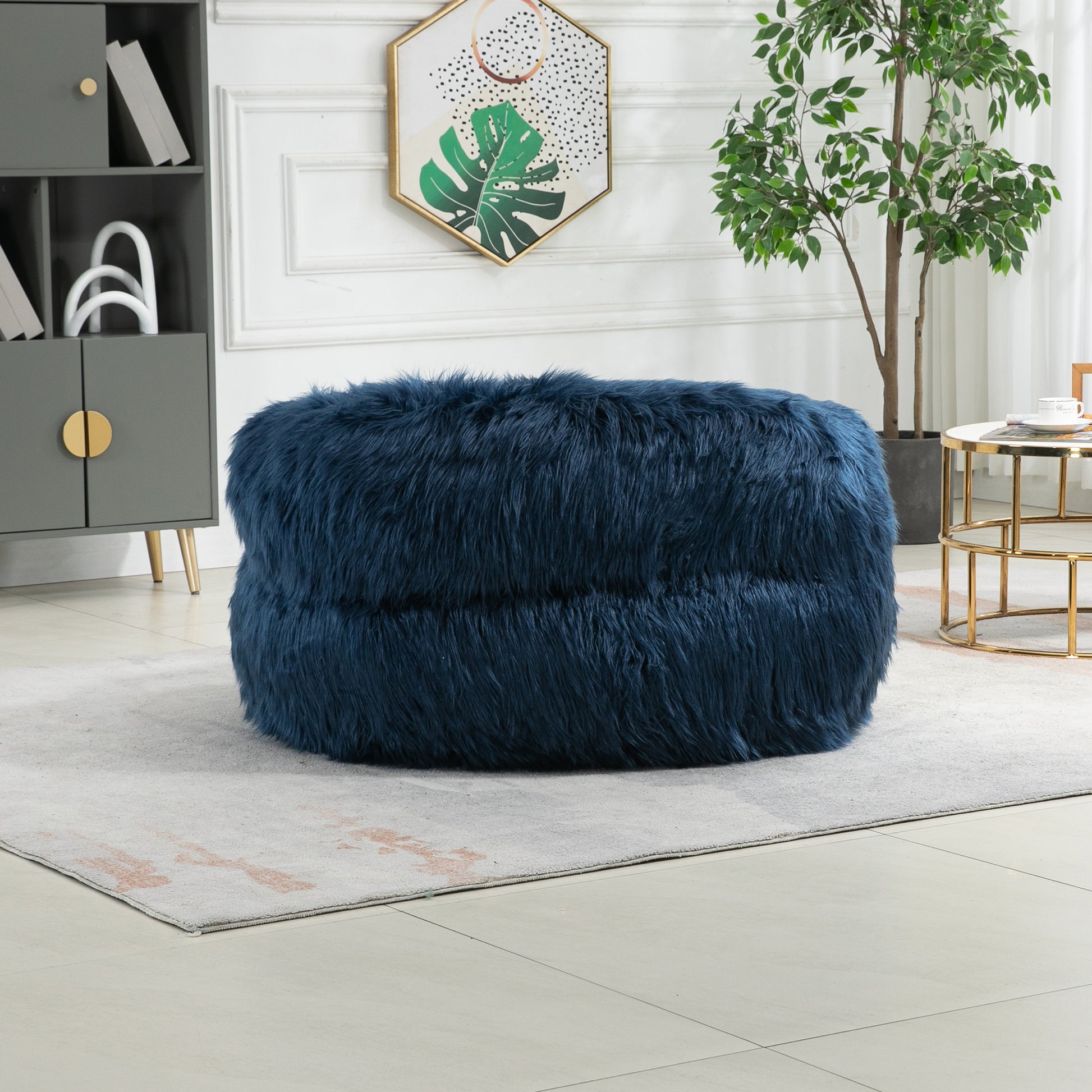 Coolmore Bean Bag Chair, Floor Sofa With Handle,Accent Sofa Chair With Ottoman For Gaming Reading Relaxing Navy Navy Foam Plush