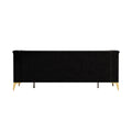 Fx P83 Bk2 Sofa Luxurious Black Velvet Sofa With Gold Legs Modern Chesterfield Design, Tufted Upholstery, 3 Seat Couch For Living Room And Office Black Velvet 3 Seat