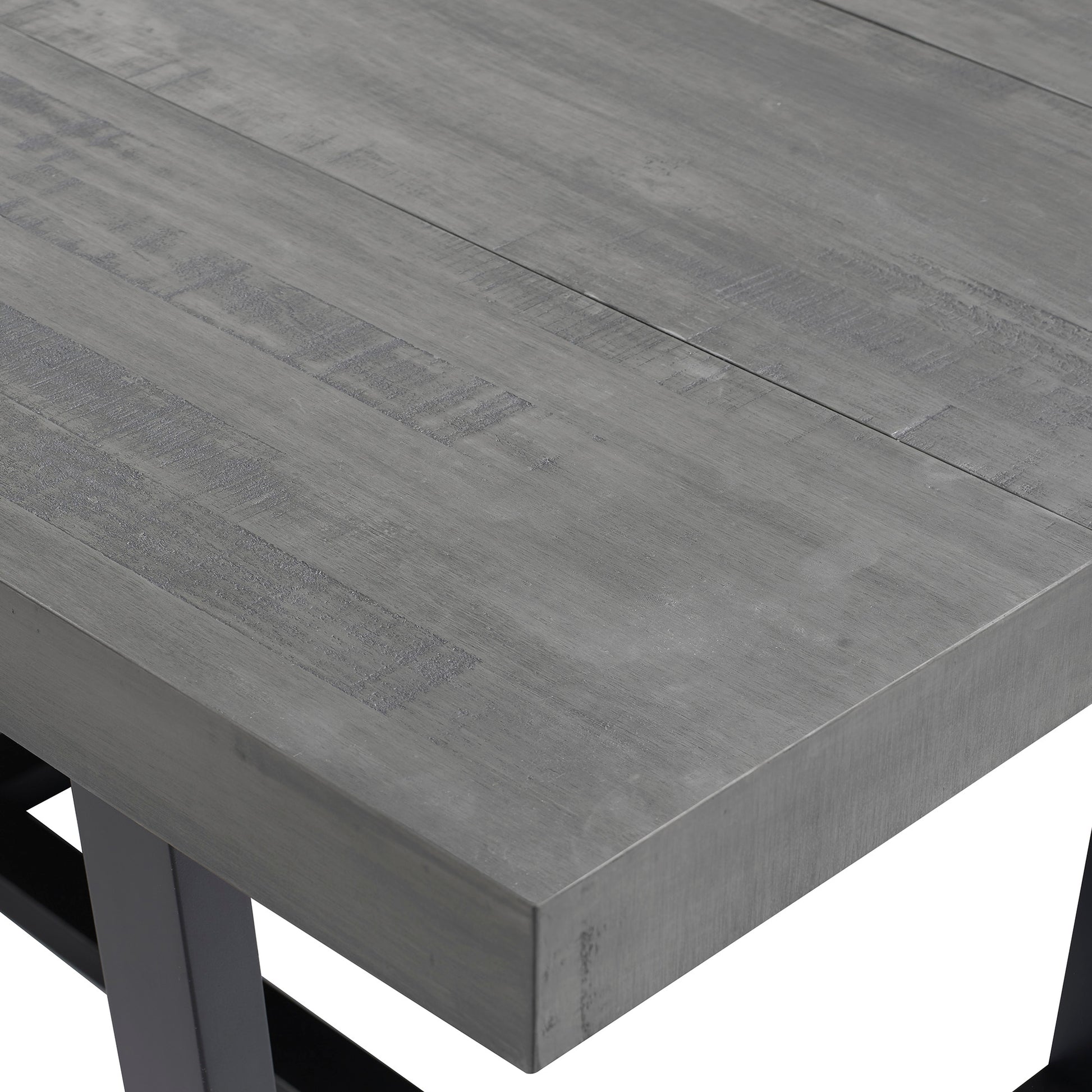 Rustic Metal And Solid Distressed Dining Table Grey Gray Pine