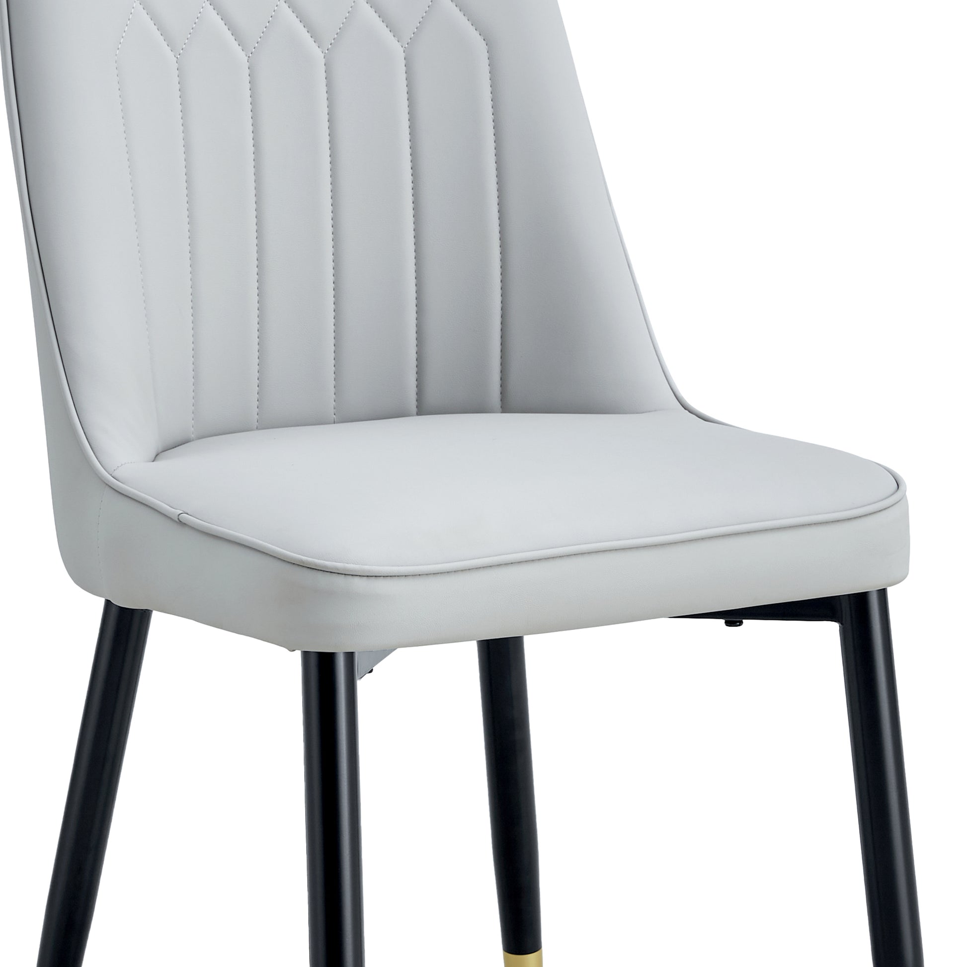 Large Modern Minimalist Rectangular Dining Table With 0.39 "Imitation Marble Black Desktop And Gold Metal Legs, Paired With 6 Chairs With Pu Cushions And Black Metal Legs.F 1538 C 007 Black Gold Glass Metal