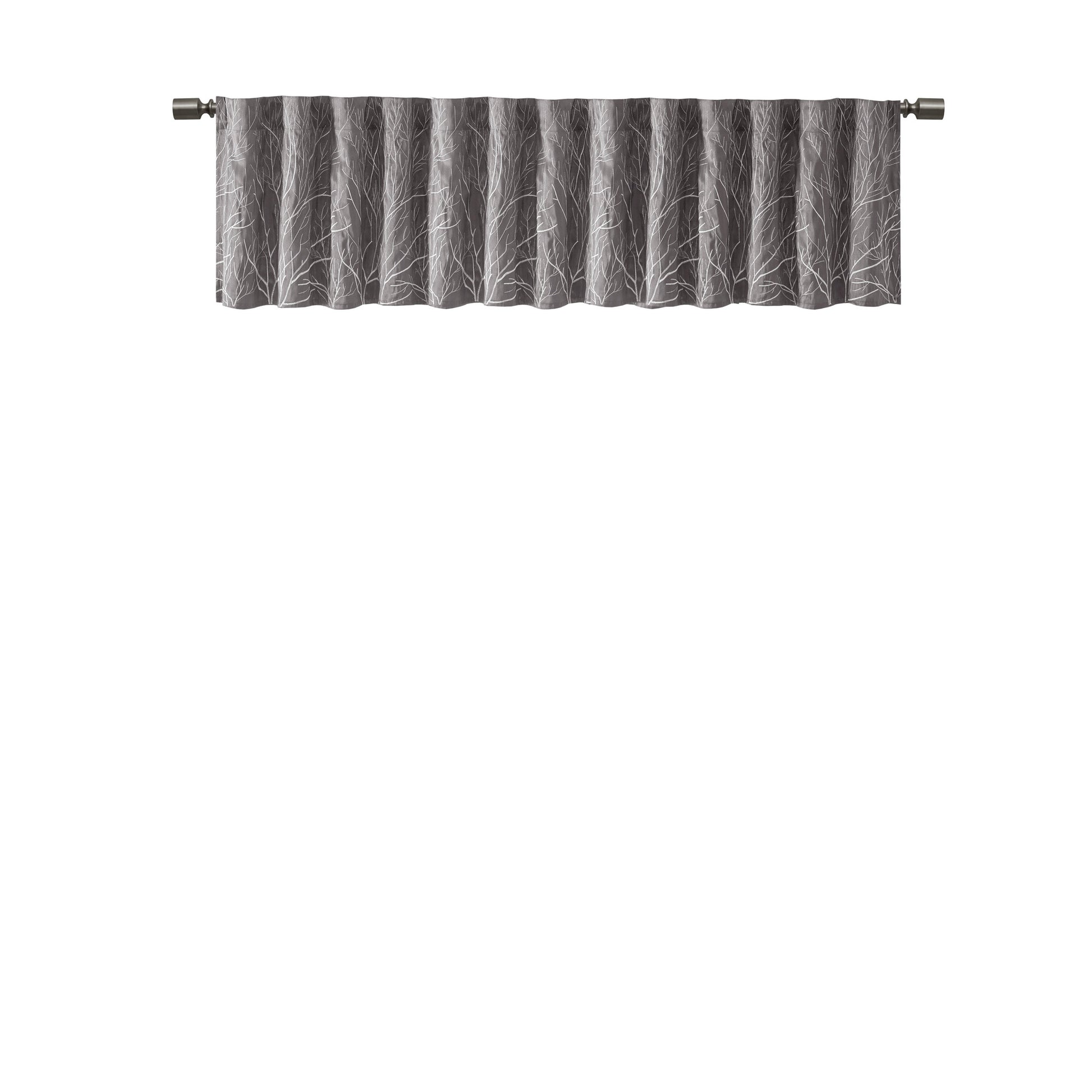 Faux Silk Embroidered Window Valance Grey 50X18" Grey Polyester