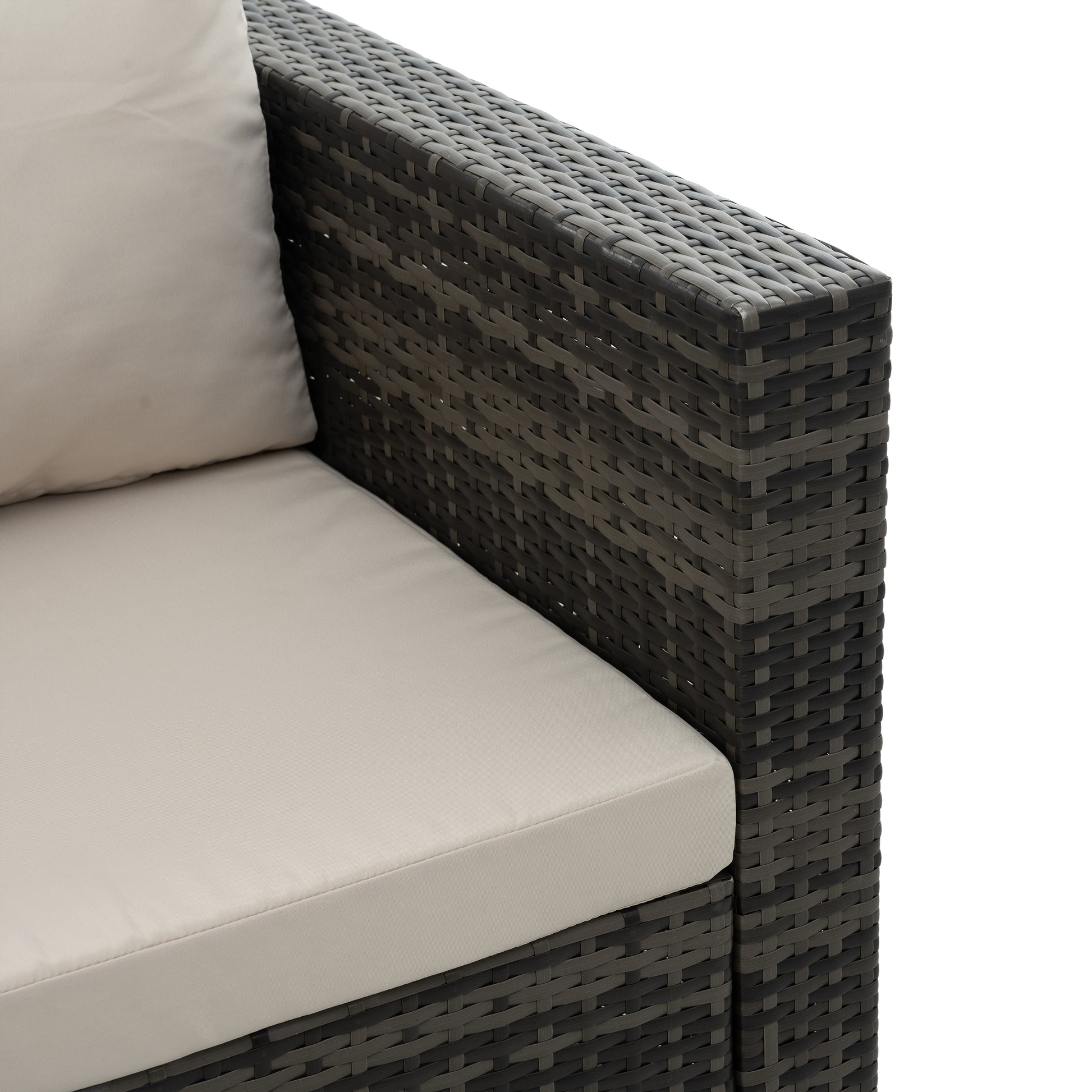 Patio Furniture, Outdoor Furniture, Seasonal Pe Wicker Furniture, 6 Set Wicker Furniture With Tempered Glass Coffee Table Dark Gray Seats 4 Pe Rattan Iron Waterproof Fabric