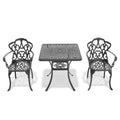 Cushions In Random Colors 3 Piece Set Of Cast Aluminum Patio Furniture With Cushions Yes Dining Set Black Seats 2 Rust Resistant Frame Water Resistant Cushion Garden & Outdoor Complete Patio Sets Aluminium