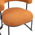 Coolmore Boucle Dining Chairs Set Of 2, Mid Century Modern Curved Backrest Chair, Round Upholstered Kitchen Chairs Orange Boucle Orange Foam Mdf Metal
