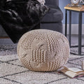 Knited Pouf Beige Cotton