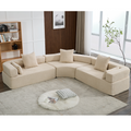 Arrived Oversized Combination Sofa,Curved Sofa,Upholstered 4 Seater Couch For Living Room, Modern Modular 3 Piece Free Combination, Semicircular Modular Sofaboucle, Khaki Khaki Polyester Primary Living Space Soft Tight Back Modern Square Arms Foam