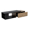 47.2'' 57''W Extendable Coffee Table With 2 Storage Drawers, Dual Tone Wood Center Table With Extendable Sliding Tabletop, Multi Functional Hidden Storage Sofa Table For Living Room, Black Black Primary Living Space Drawers Rectangular Particle Board Mdf