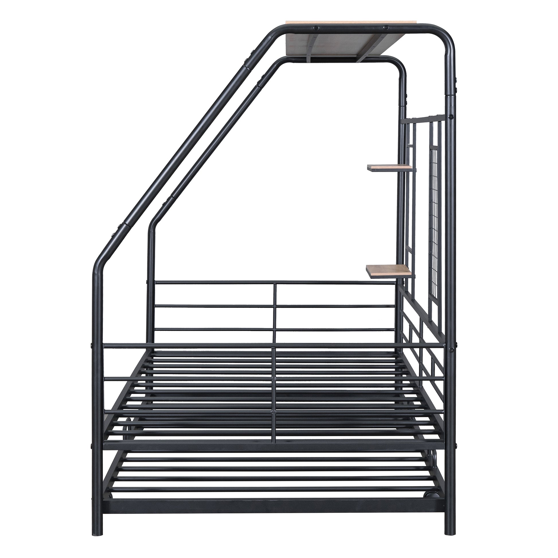 Twin Size Metal House Bed With Trundle, Black Twin Black Metal