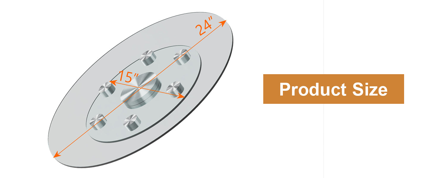 Double Layer Rotatable Round Glass.The Rotatable Design Makes It More Convenient To Retrieve And Place Items.The Upper Glass Has A Diameter Of 24 Inches, While The Lower Glass15 Inches. Transparent Glass
