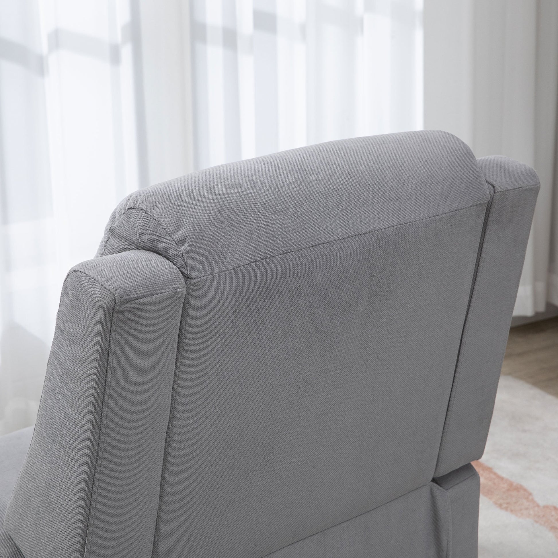 Homcom Manual Recliner Chair With Footrest, Contemporary For Living Room Light Grey Linen