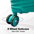 Hardside Luggage Sets 3 Pieces, Expandable Luggages Spinner Suitcase With Tsa Lock Lightweight Carry On Luggage 20Inch 24Inch 28Inch Teal Blue Polypropylene