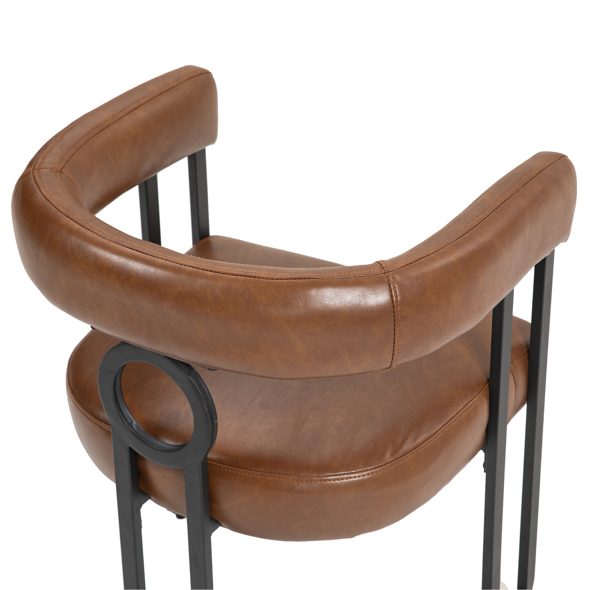 Coolmore Contemporary Designed Pu Fabric Upholstered Accent Dining Chair Barrel Side Chairs Kitchen Armchair For Living Room Set Of 2 Light Brown Pu Light Brown Dining Room Foam Pu Leather