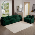 Mid Century Modern Sectional Set Of Two, One 3 Seater Sectional And One Single Seater Sectional With 2 Arm Pillows And 4 Throw Pillows, Living Room Sectional Green Corduroy Fabric Green Corduroy 3 Seat