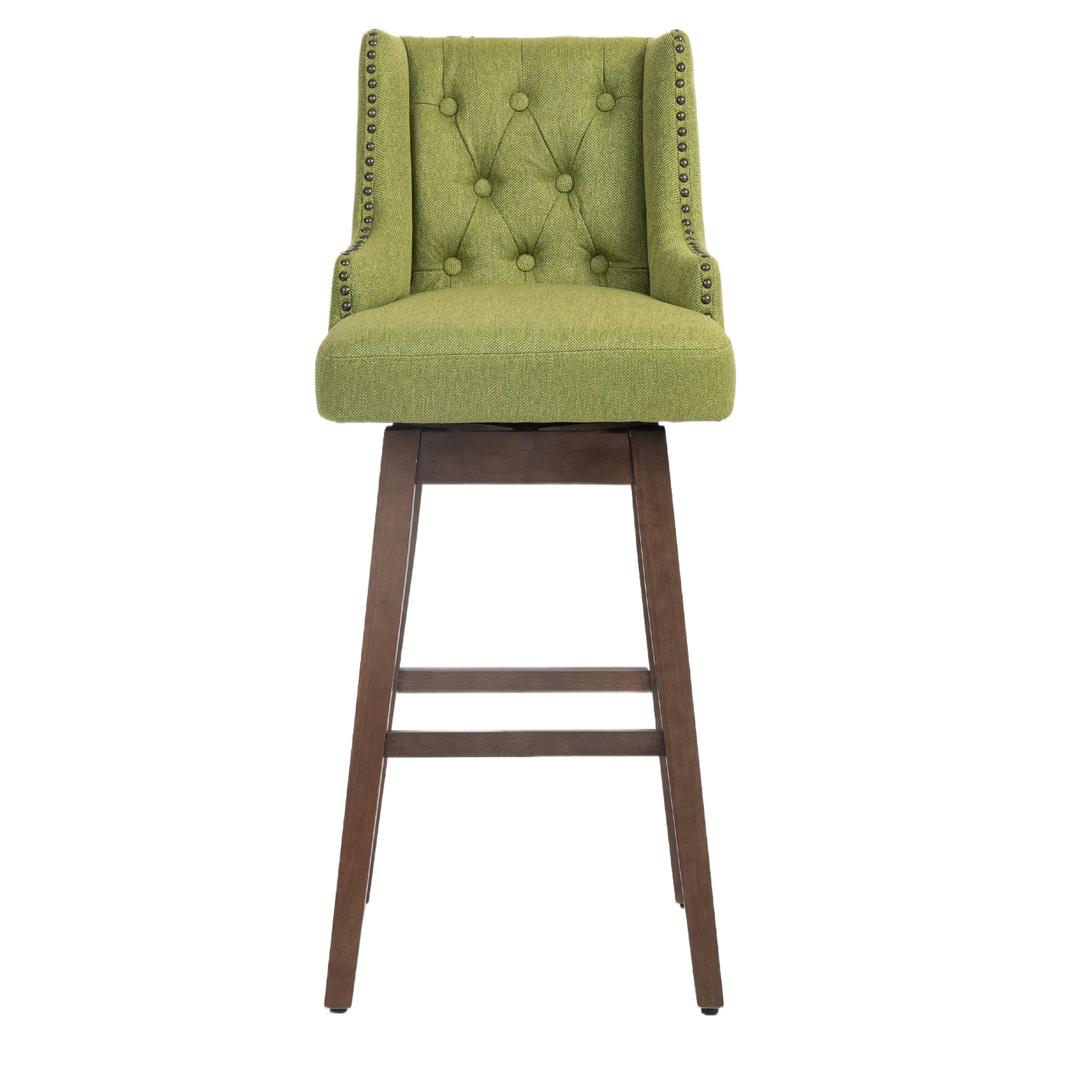 Coolmore Bar Stools Set Of 2 Counter Height Chairs With Footrest For Kitchen, Dining Room And 360 Degree Solid Wood Legs Swivel Bar Stools Set Of 2 Olive Linen Olive Foam Linen