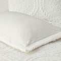 Embroidered Medallion Faux Fur Ultra Plush Comforter Mini Set Queen Ivory Polyester