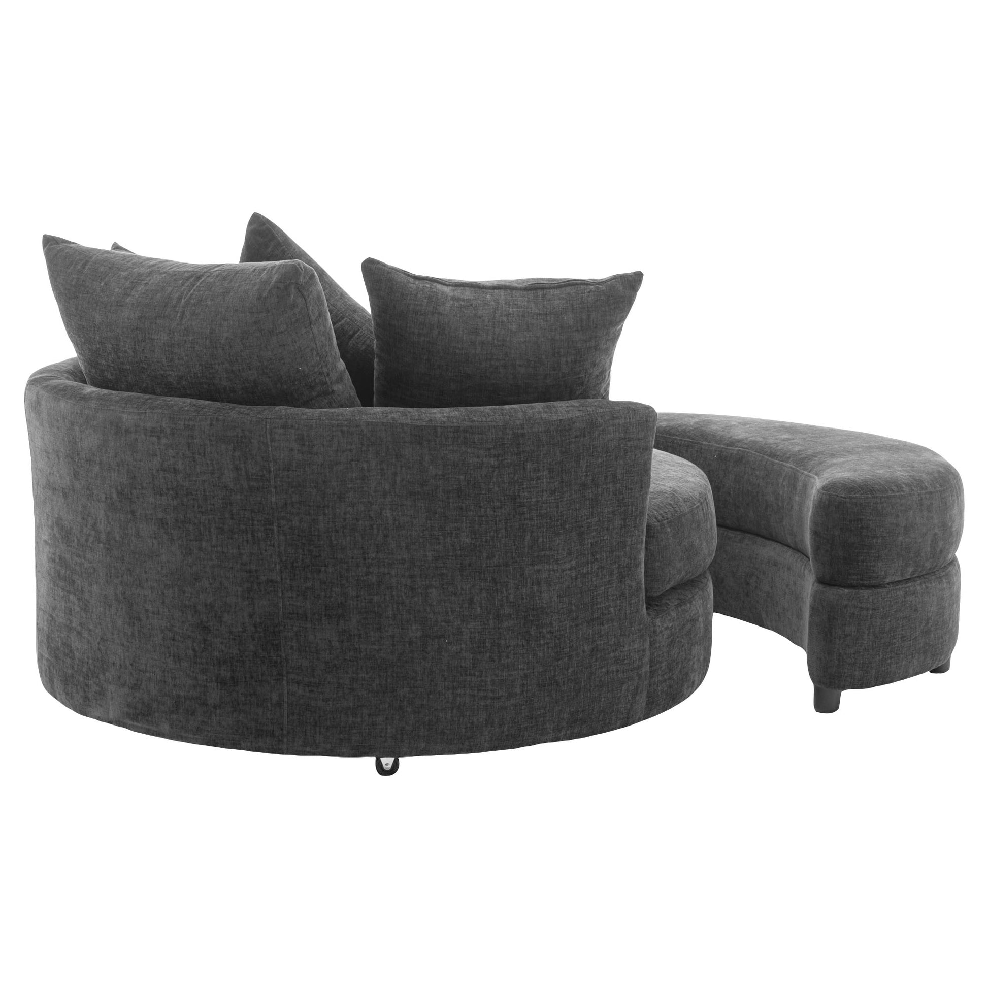 Orisfur. 360 Swivel Accent Barrel Chair With Storage Ottoman & 4 Pillows, Modern Chenille Leisure Chair Round Accent For Living Room, Gray Gray Foam Chenille