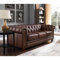 Stanwood Leather Sofa Caramel Down Filling Genuine Leather 3 Seat