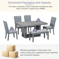 Contemporary 6 Piece 78Inch Extendable Pedestal Dining Table Set With 18Inch Removable Leaf And Dining Bench, 4 Upholstered Dining Chairs, Gray Gray Wood Dining Room Solid Wood Rubberwood Rectangular Dining Table With Chair And Bench Upholstered Chair