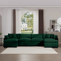 Corduroy Sofamodern Upholstered 4 Seater With 3 Footstools Corduroy Fabric Sofaoffice Living Room Apartment Comfortable Sofa, Easy To Assemble With 2 Arm Pillows And 4 Throw Pillows Green Corduroy 4 Seat