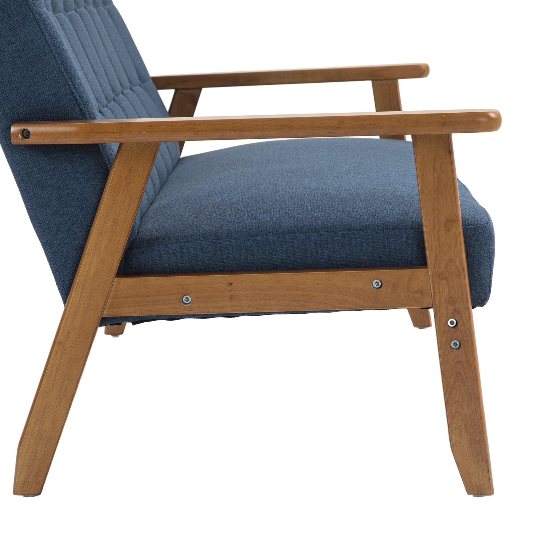 Coolmore Mid Century Modern Solid Loveseat Sofa Upholstered Linen Loveseat, 2 Seat Upholstered Loveseat Sofa Modern Couch Navy Linen 2 Seat