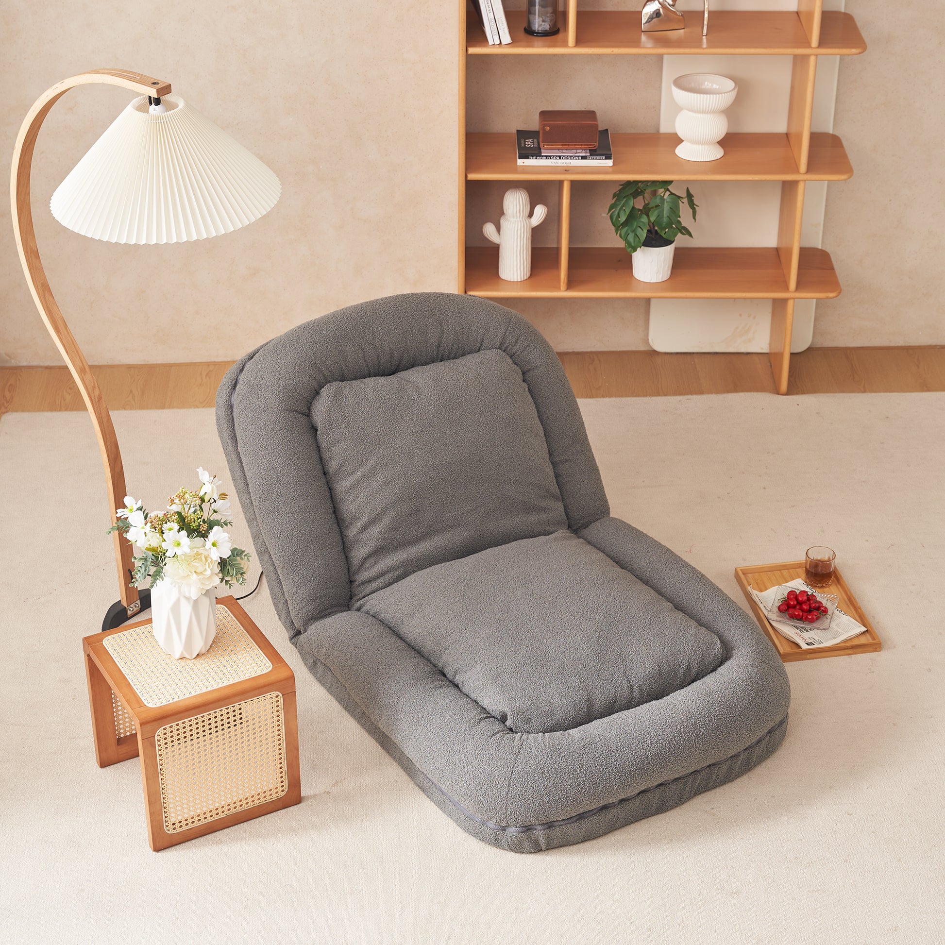 Triple Fold Down Sofa Bed,Gy Grey Metal Cotton Metal