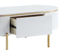 White High Gloss And Gold 1 Shelf Coffee Table White Gold Primary Living Space Drawers Rectangular Wood Metal