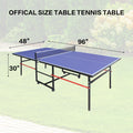8Ft Mid Size Table Tennis Table, Foldable Ping Pong Table Blue Mdf
