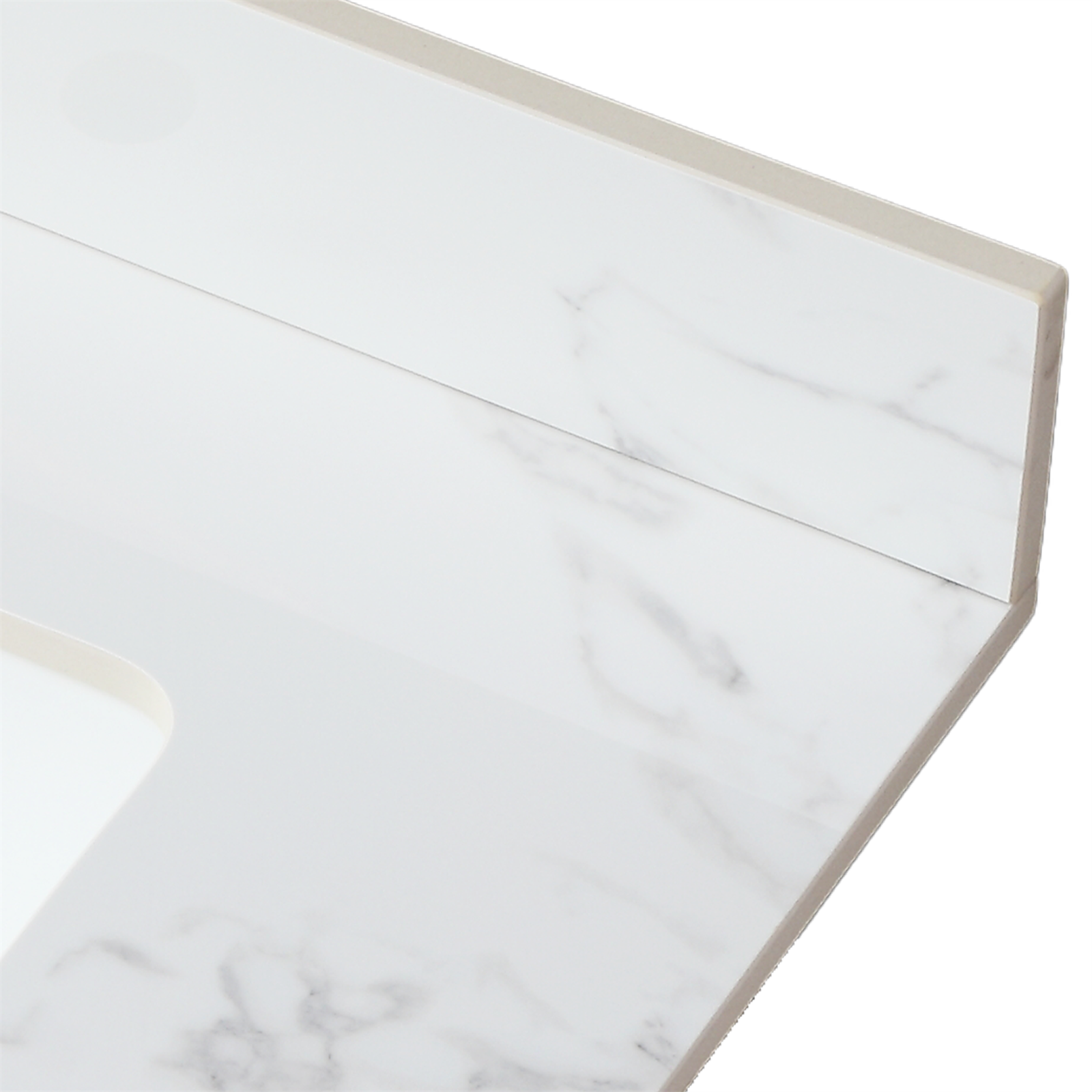 31"X22"Bathroom Vanity Top,Sintered Stone Carra White Barthroom Vanity Sink Tops With Rectangular Undermount Ceramic Sink With Vanity Backsplash, Single Faucet Hole Bathroom Vanity Countertop White