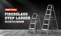 6 Fibreglass Step Ladder Series 250Lbs Grey Fiberglass