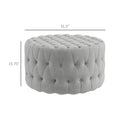 Homcom Button Tufted Ottoman Foot Stool With Velvet Feel Upholstery, Gray Light Gray Polyester