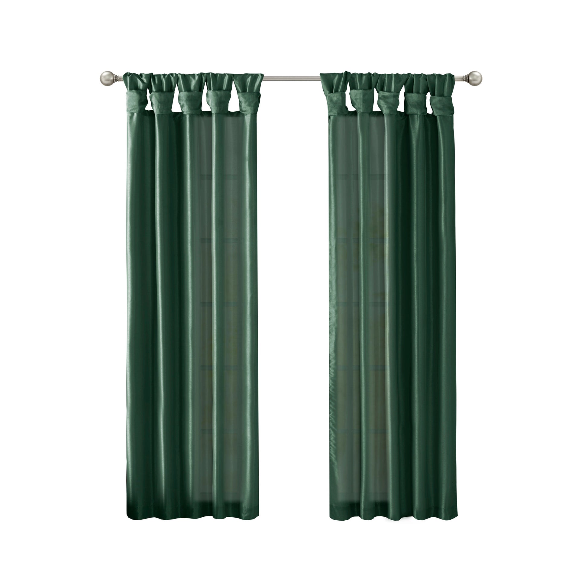 Twist Tab Lined Window Curtain Panel Green 50X84" Green Polyester