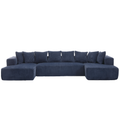 Arrived 131'' Modular Sectional Couch, U Shaped Sofachaise Lounge, Striped Fabric,Upholstered 4 Seater Couch For Living Room, Bedroom, Free Combination Sofa Corduroy , Blue Blue Polyester Primary Living Space Soft Modern Square Arms Foam Upholstered 4