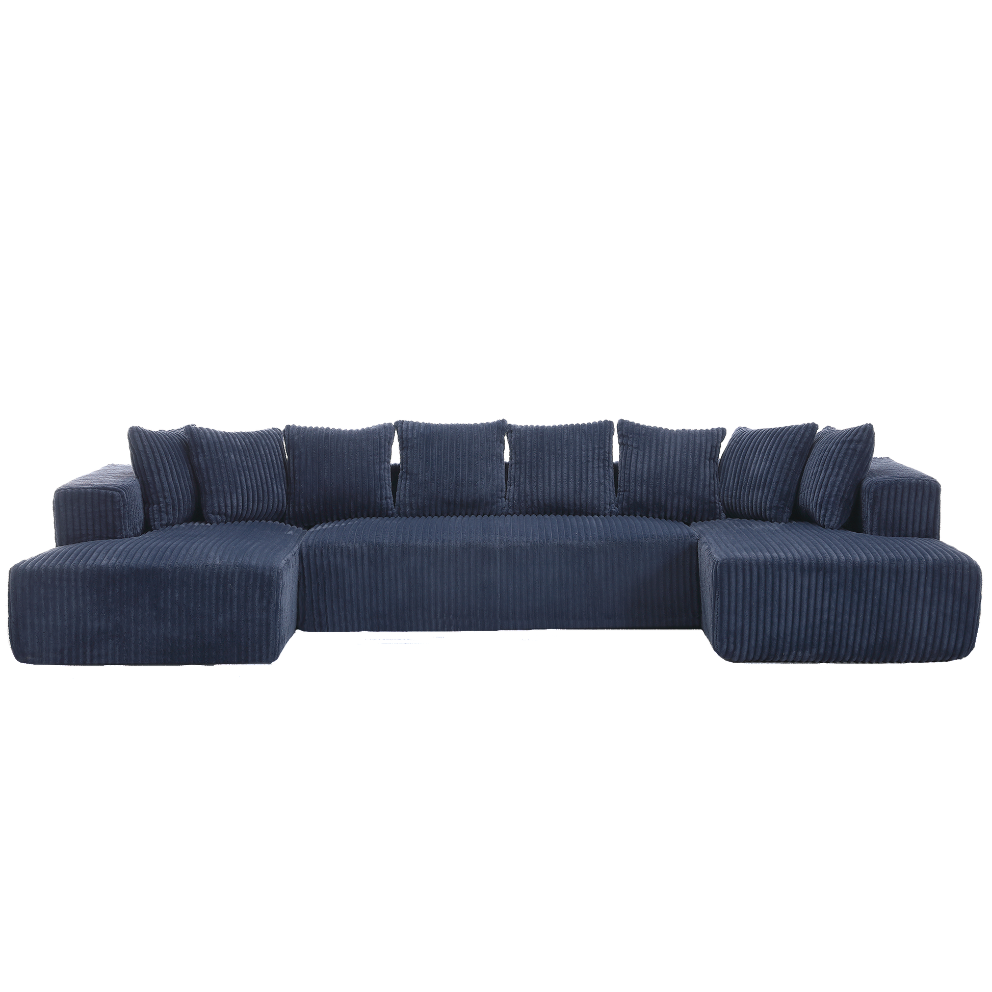 Arrived 131'' Modular Sectional Couch, U Shaped Sofachaise Lounge, Striped Fabric,Upholstered 4 Seater Couch For Living Room, Bedroom, Free Combination Sofa Corduroy , Blue Blue Polyester Primary Living Space Soft Modern Square Arms Foam Upholstered 4