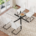Table And Chair Set.Modern Rectangular Glass Dining Table With 0.39