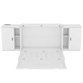 Full Size Murphy Bed With Shelves, Cabinets And Usb Ports,White White Mdf Lvl