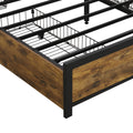 King Size Bed Frame, Storage Headboard With Charging Station And 4 Storage Drawers,Led Lightsbrown And And Gray Black Brown Grey Mdf Metal