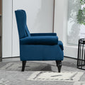 Coolmore Wood Frame Armchair, Modern Accent Chair Lounge Chair With Sturdy Wood Legs For Living Room Bedroom Navy Navy Foam Velvet