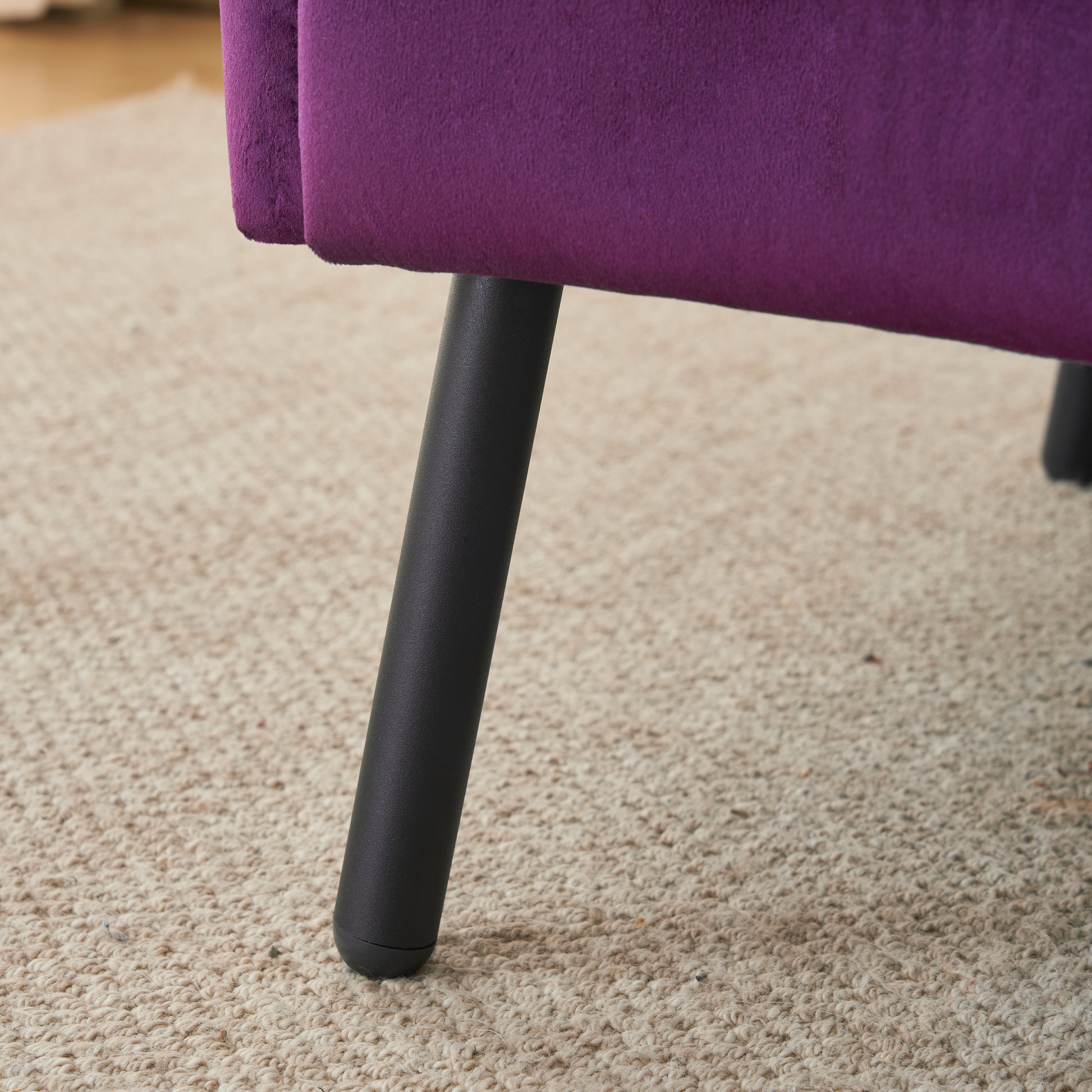 Wing Back Velvet Accent Chair, Modern Living Room Armchair Comfy Upholstered Single Sofa Chair For Bedroom Dorms Reading Reception Room With Metal Legs & Pillow, Purple Purple Velvet