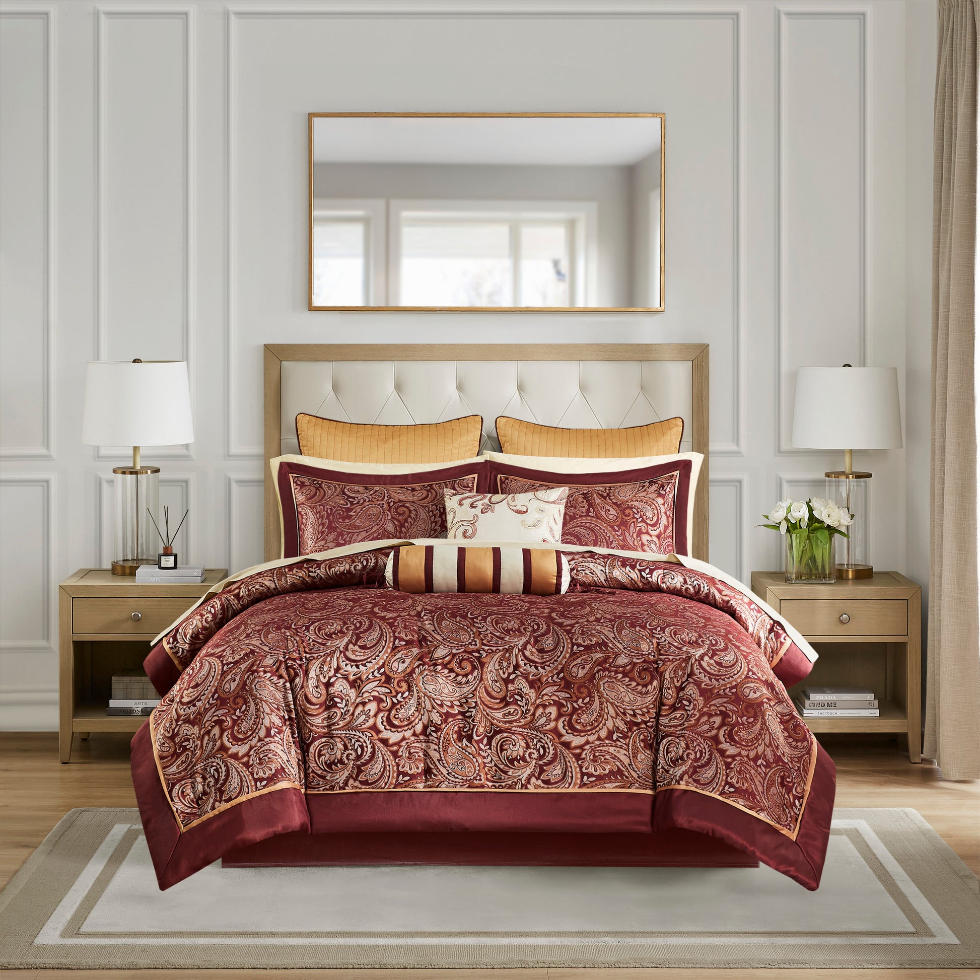 12 Piece Comforter Set With Cotton Bed Sheets Red King King Red Cotton