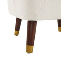 Upholstered Barrel Accent Chair With Wooden Legs White Rubberwood Boucle