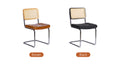 Dining Chairs Set Of 2, Fauex Leather Rattan Side Accent Chairs With Chrome Legs, Modern Mid Century Breuer Designed Chairs, Upholstered Dining Living Room Kitchen Chairs Brown 2Pcs Brown Faux