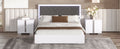Queen Size Upholstered Bed With Led Light,Modern Platform Bed With With Velvet Headboard,White Queen White Mdf