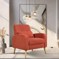Mid Century Modern Accent Chair, Upholstered Armchair Living Room Chair, Comfy Single Sofa Chair With Metal Legs, Polyester Fabric Chair For Living Room Bedroom Red Sherpa