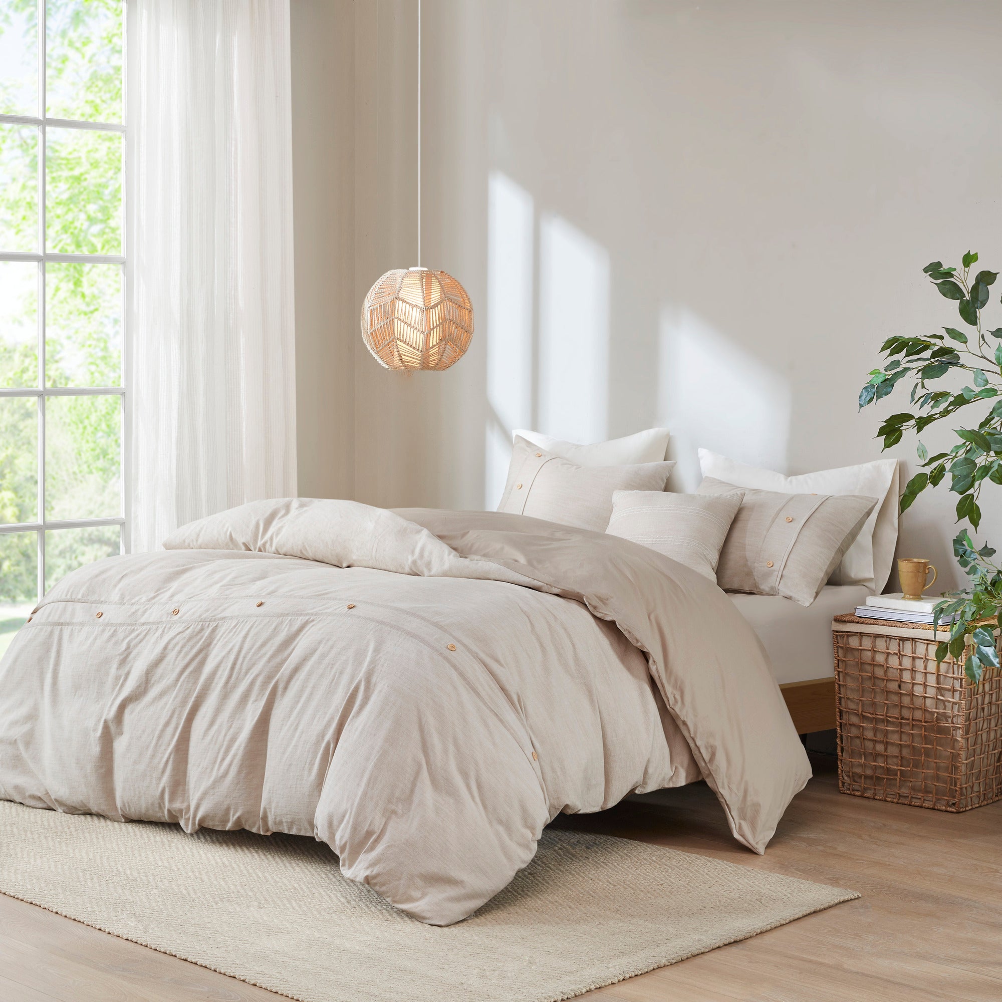 5 Piece Organic Cotton Oversized Comforter Cover Set W Removable Insert Natural Full Queen Natural Cotton