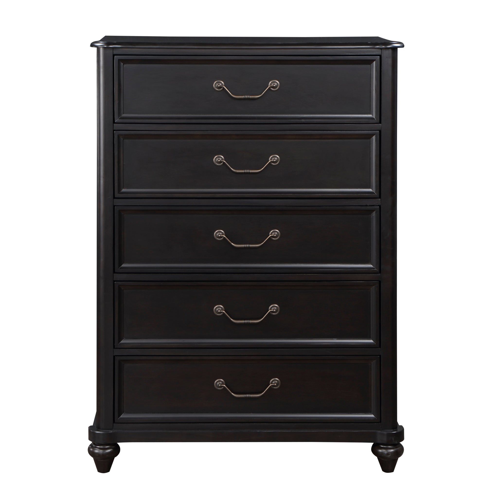 Charcoal Brown Finish Traditional Bedroom Furniture 1Pc Chest Of 5 Drawers Antique Handles Classic Design Brown Mix Classic,Traditional Wood