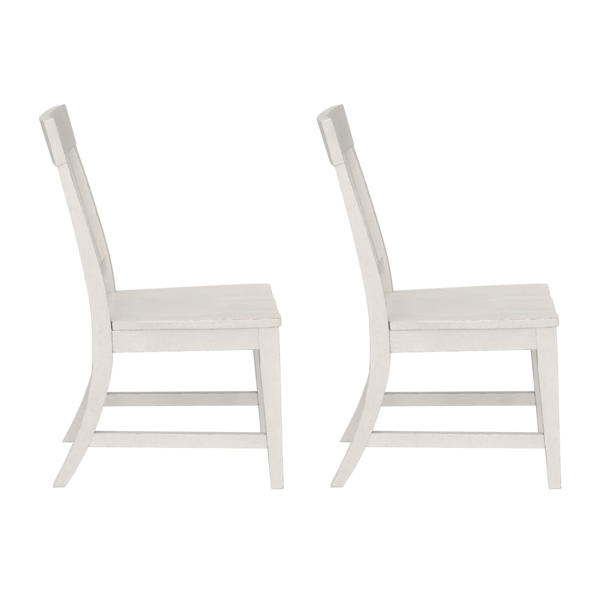 Haidel White Slat Back Dining Chairs, Set Of 2 White Solid Wood