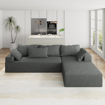 Modern Upholstered Sectional Sofa Couch Set,Modular 108" L Shaped Sectional Living Room Sofa Set With 6 Pillows,Free Combination Sofa Couch For Living Room,Bedroom Grey Foam Chenille 3 Seat
