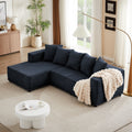 Chenille L Shaped Sectional Sofa Set,Minimalist Style Modular Sectional Sofa, Luxury Chenille Fabric Cloud Couch For Living Room Blue Chenille 4 Seat