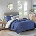 8 Piece Printed Seersucker Comforter And Quilt Set Collection Blue Full Queen Full Blue Polyester
